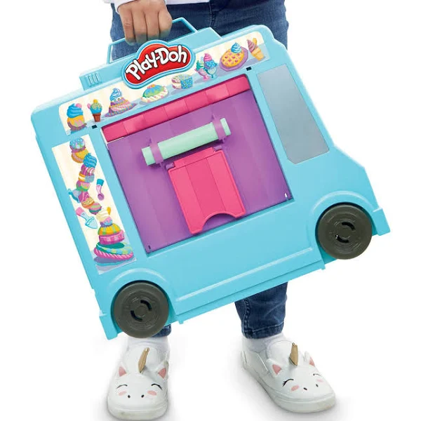Play Doh Ice Cream Truck Playset Toy with Decorating Tool, Cake Molds & 5 Cans of Modeling Compound