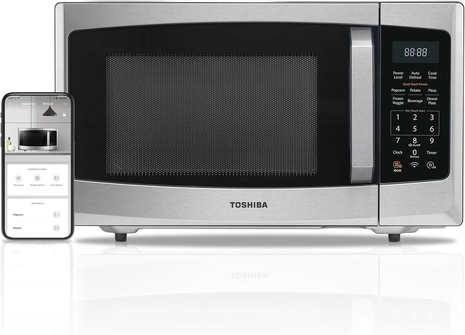 TOSHIBA 4-in-1 ML-EC42P(SS) Countertop Microwave Oven, Smart Sensor, Convection, Air Fryer Combo, Mute Function, Position Memory 13.6