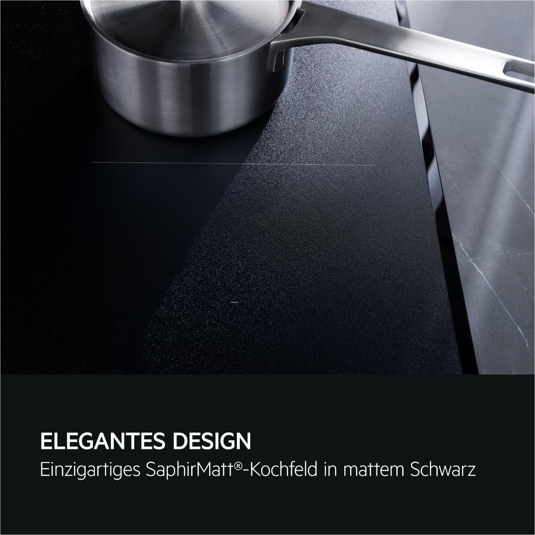 AEG Induktionskochfeld autark 80cm mit Dunstabzug / Made in Germany / 4 Flex-Kochzonen mit Bridge (Kombination 2er Zonen) / Auto-Funktion des Dunstabzugs / Aktivkohlefilter / COLI84COXB