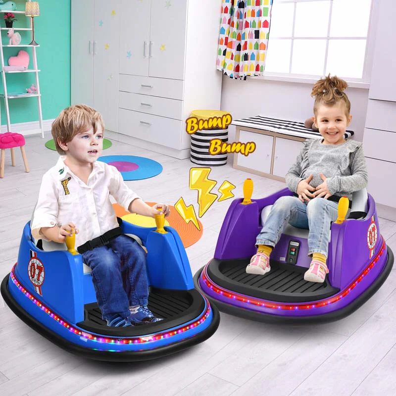 12V Toddler Bumping Car Battery Powered Baby Ride On Bumper Car With Dual Joysticks Flashing Led Light Amp 360 Degree Spin