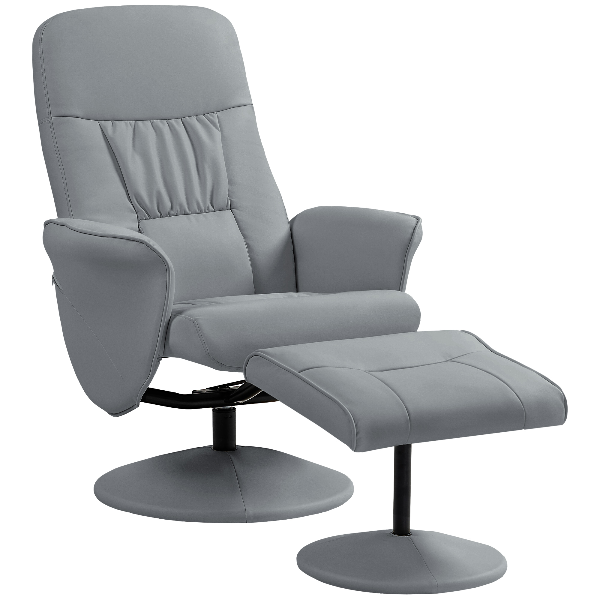 HOMCOM 2-teiliges Sessel-Set Sessel mit Fußhocker Relaxsessel mit Fußhocker, höhenverstellbar, neigbare Rückenlehne, Hellgrau
