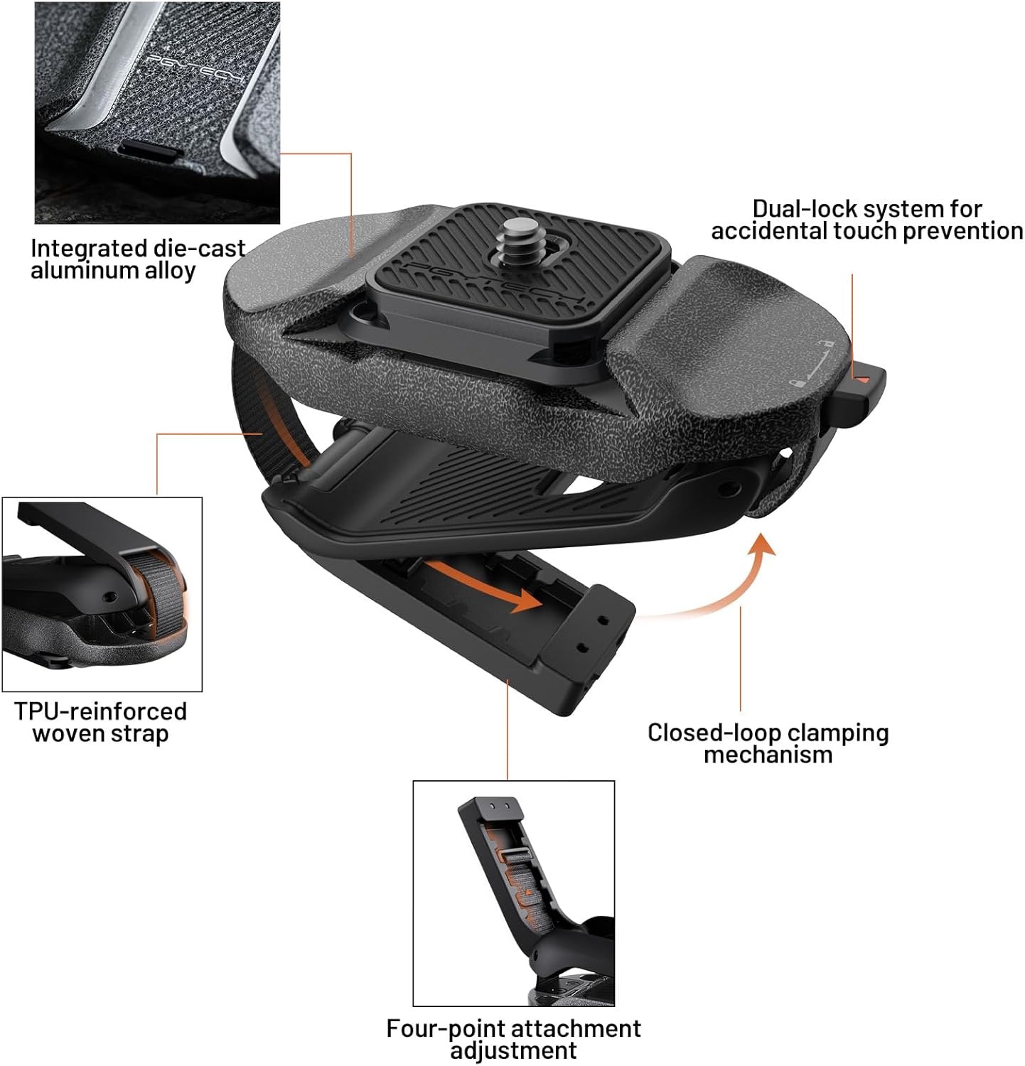 PGYTECH Clip per fotocamera Beetle V2 con piastra a sgancio rapido per Sony, Nikon, Fuji, DSLR/SLR, Arca, piastra a sgancio rapido per action camera da zaino
