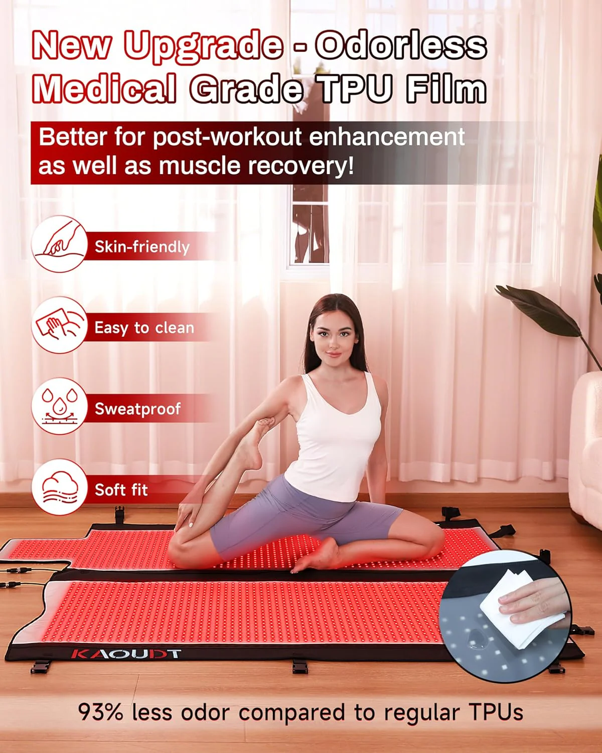 2025 Red Light Therapy Mat, Medical-Grade TPU, 2570 LEDs, 73
