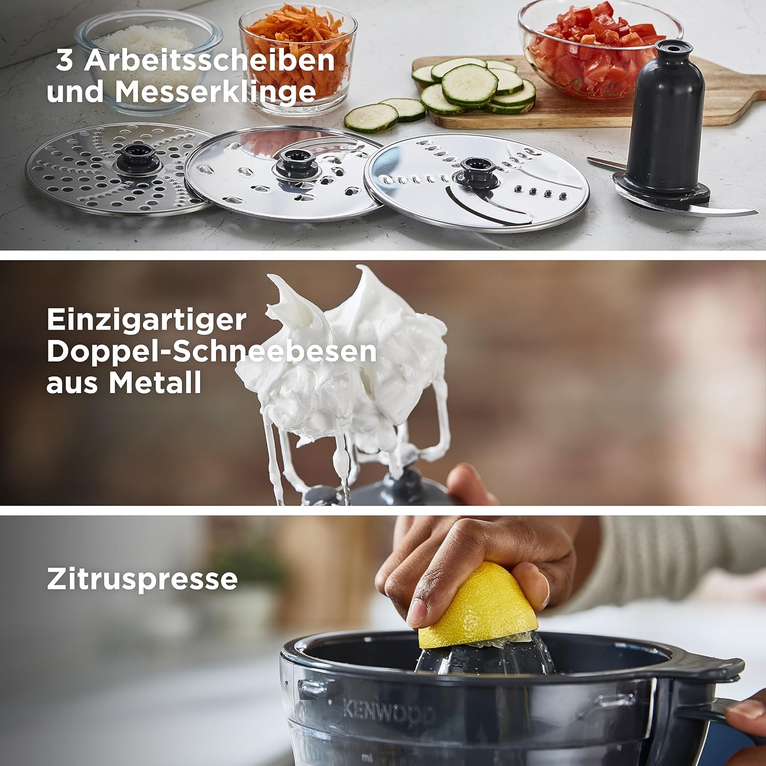 Kenwood MultiPro OneTouch FDM73.850SS – 3-in-1 Kompakt-Küchenmaschine & Mixer, 12 Zubehörteile, 6 Automatikprogramme, Variable Geschwindigkeit & Pulse-Funktion, Integrierte Waage, 1000 W, Silber