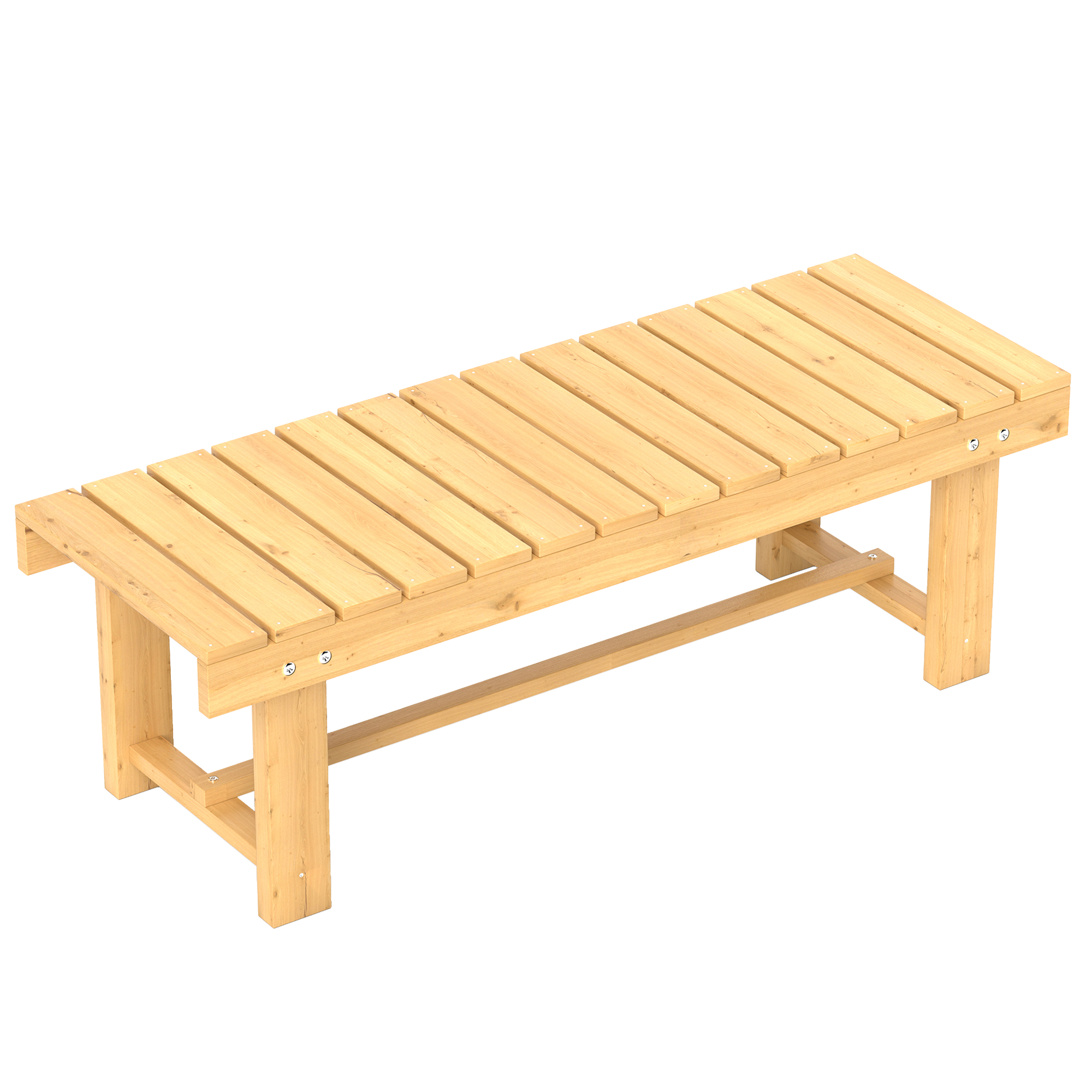 Outsunny Gartenbank, 2-Sitzer Sitzbank, Gartenmöbel, Rustikale Bank, Massivholz, Natur, 110 x 38 x 35 cm