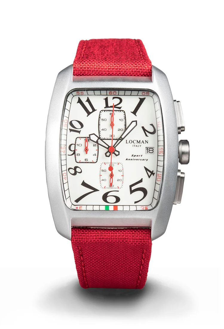 Locman Sport crono quadrante avorio cinturino in tela rosso 0470L05S-LLAVRDCR