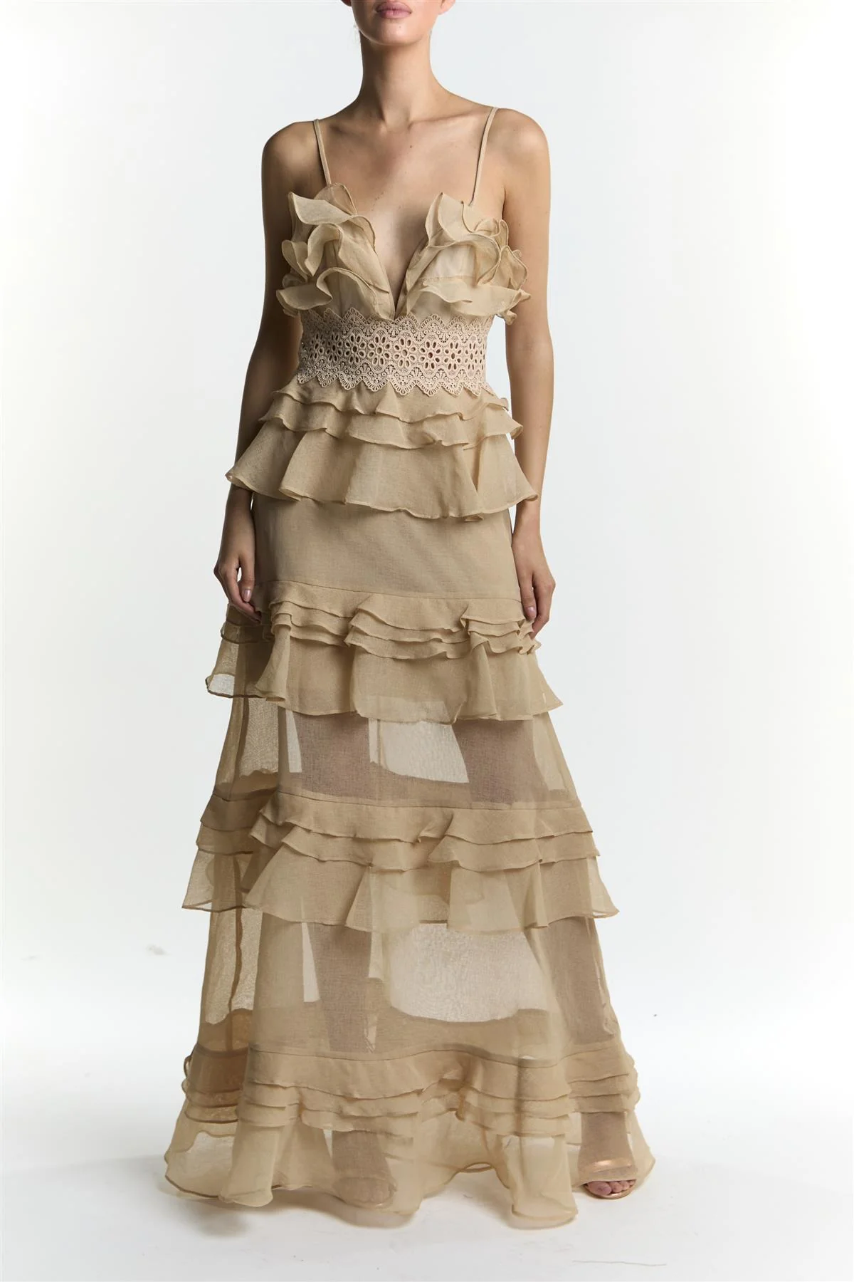Sophia Stone Tiered Ruffle Maxi Dress