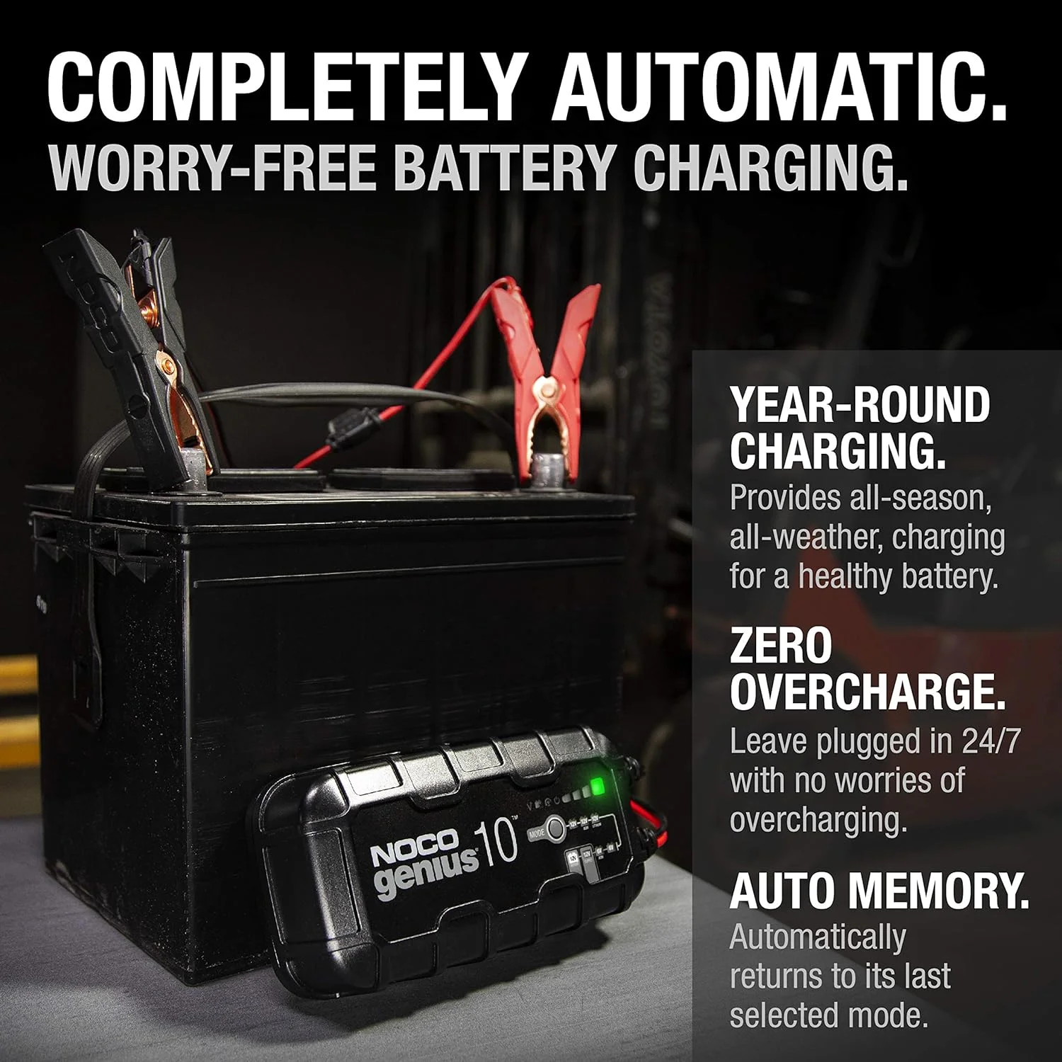 NOCO GENIUS10: 10A 6V/12V Smart Battery Charger, Maintainer and Desulfator