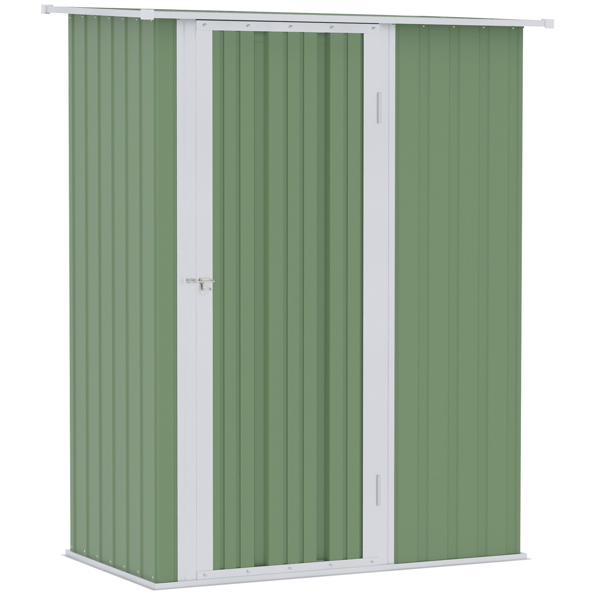 Outsunny Gerätehaus Gartenhaus Geräteschuppen mit Tür Outdoor Stahl Grün 142 x 84 x 189 cm