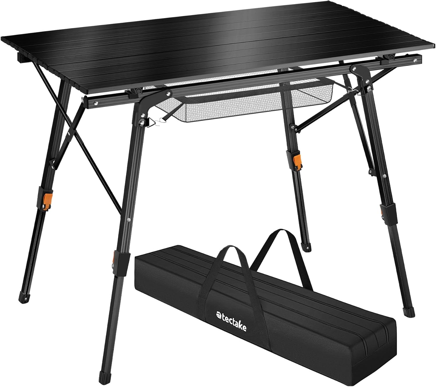 TecTake? Tavolo da Campeggio in Alluminio Pieghevole Tina, Regolabile in Altezza, Cappucci in Plastica Antigraffio, Tavolo, Alluminio, Tavolo da Esterno, Campeggio - Nero