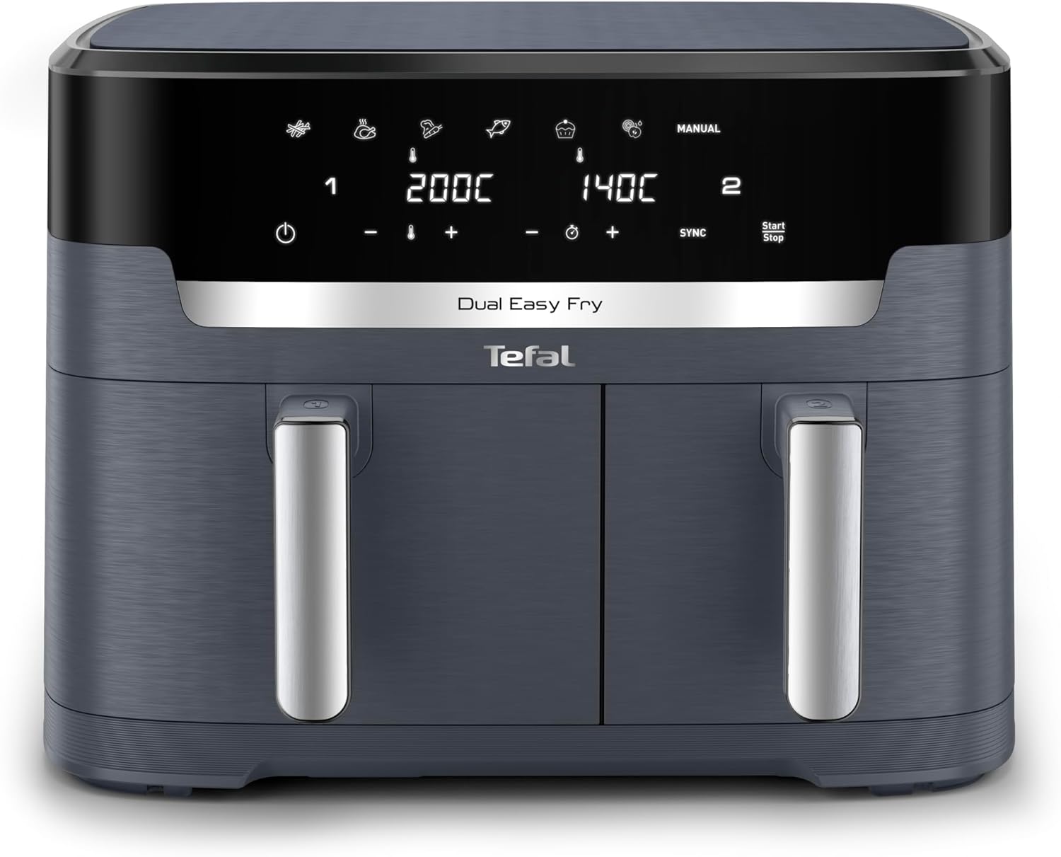Tefal Dual Easy Fry XXL Heißluftfritteuse 11 L – Airfryer mit 2 Kammern (Doppelkammer), 7 Programme, 2700 W, digitales Display, Extra-Crisp Technologie, fettarm frittieren, energiesparend EY942B