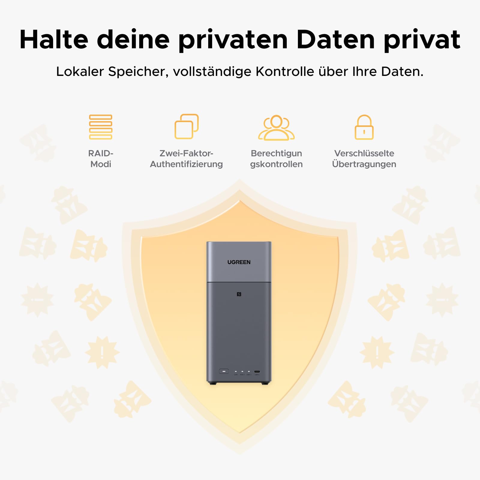 2-Bay NAS DH2300 4K Ultra HD HDMI DLNA NFC Dateifreigabe KI-Fotoverwaltung Windows macOS Android iOS Smart TV ohne HDD