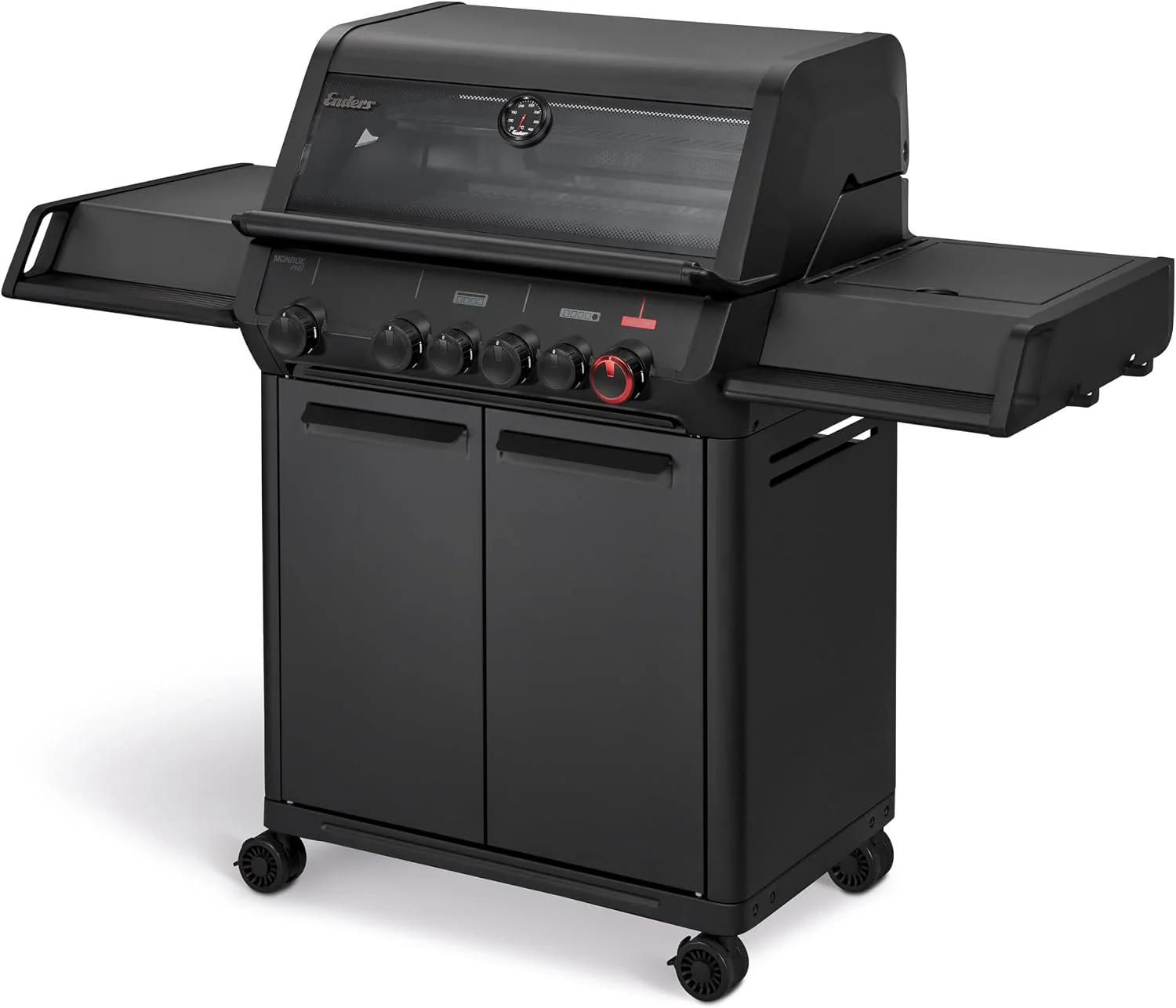 Enders Gasgrill Monroe Pro 4 SIKR Turbo Shadow inkl. Seargrate, 4-Brenner, Aluguss Grill, 800 °C TURBO ZONE, mit Kocher, Infrarot-Heckbrenner, #8366