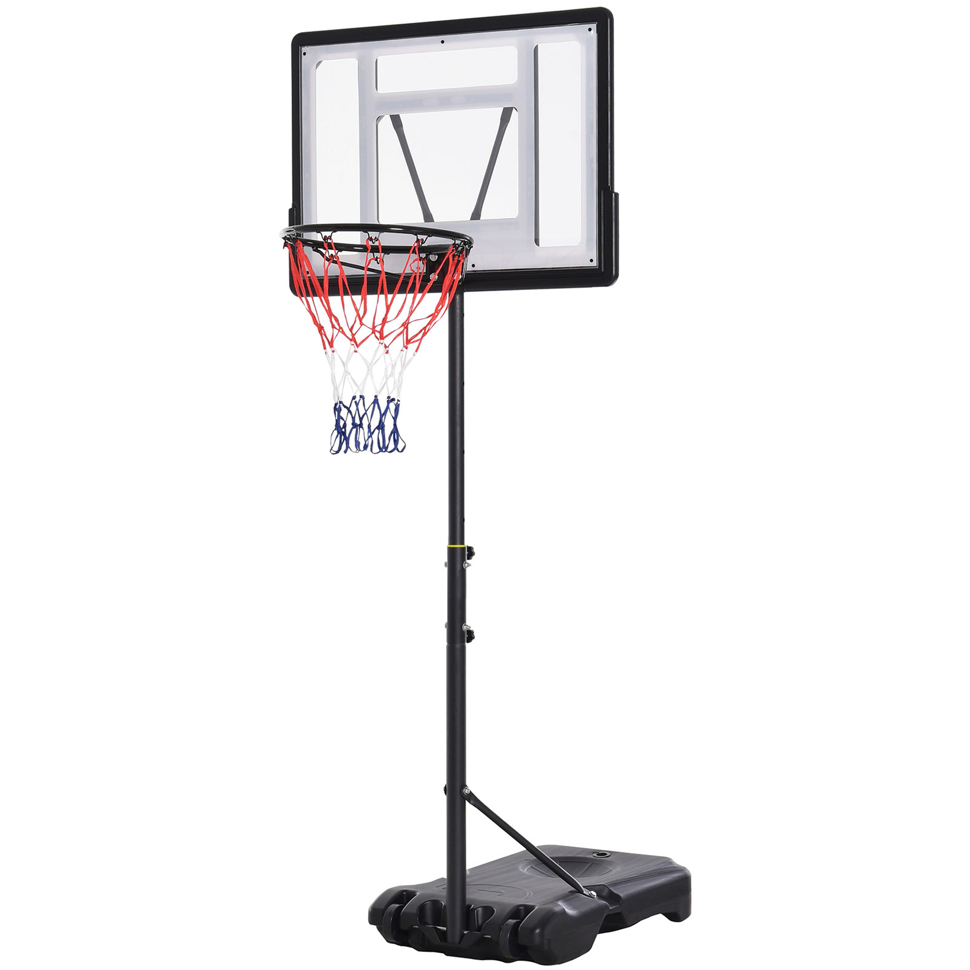 HOMCOM Standbasketballkorb höhenverstellbar von 203cm bis 258 cm mit Rollen robustes Rückenbrett Leistungsbasis Schwarz