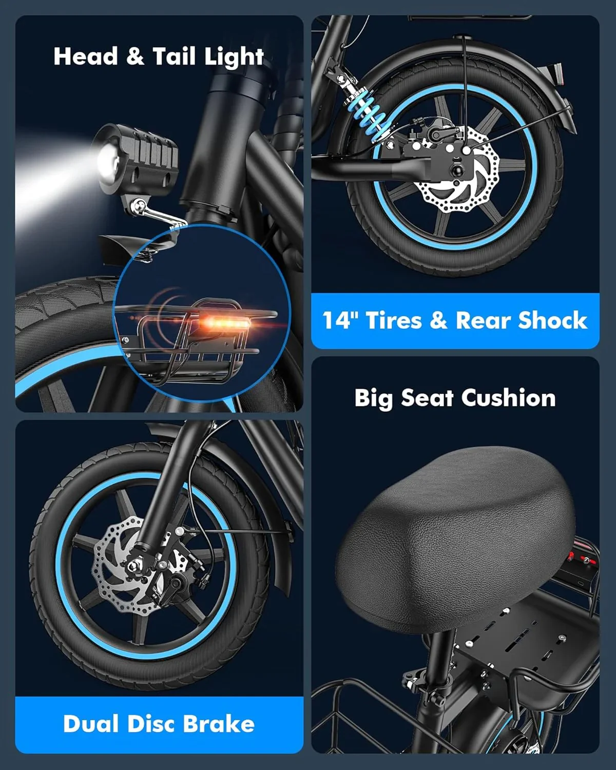 Electric scooter for adults with large center basket