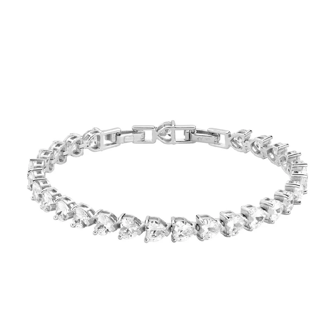 Bracciale Amen tennis con pietre bianche a forma di cuore BRTNCUBB