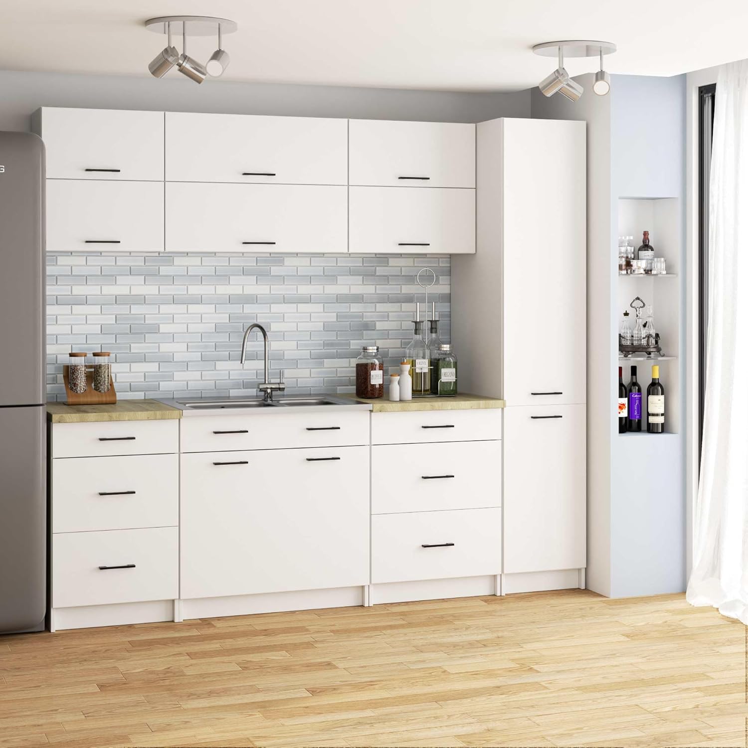 BDW - Colonna da Cucina - Armadio Largo 40 cm, Alto 205 cm, Profondo 57 cm - Spazioso per Provviste - Bianco