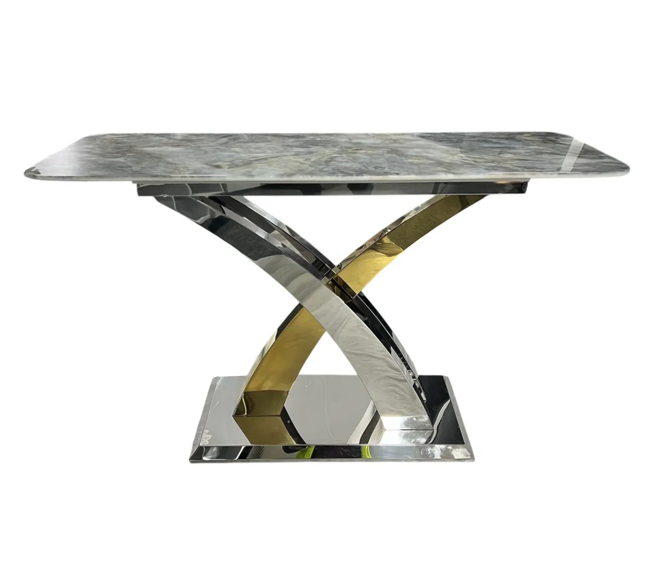 Lucy Console Table with Silver & Gold Legs – Luxury Modern Hallway Table