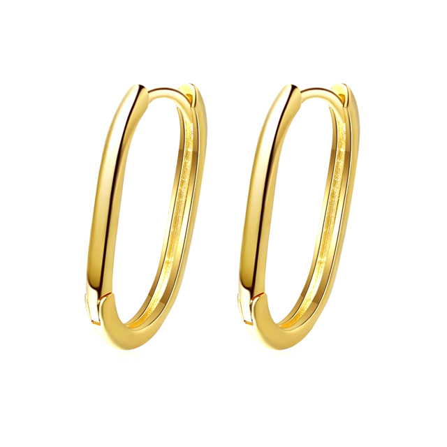 Sterling Silver Pendientes Earrings Simple Loop Gold Color