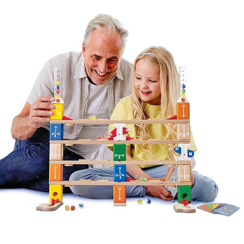 Hape Quadrilla   Set codifica di base | Pista per biglie in legno di ultima generazione per imparare il Coding giocando dai 6 anni in su : Giochi e giocattoli