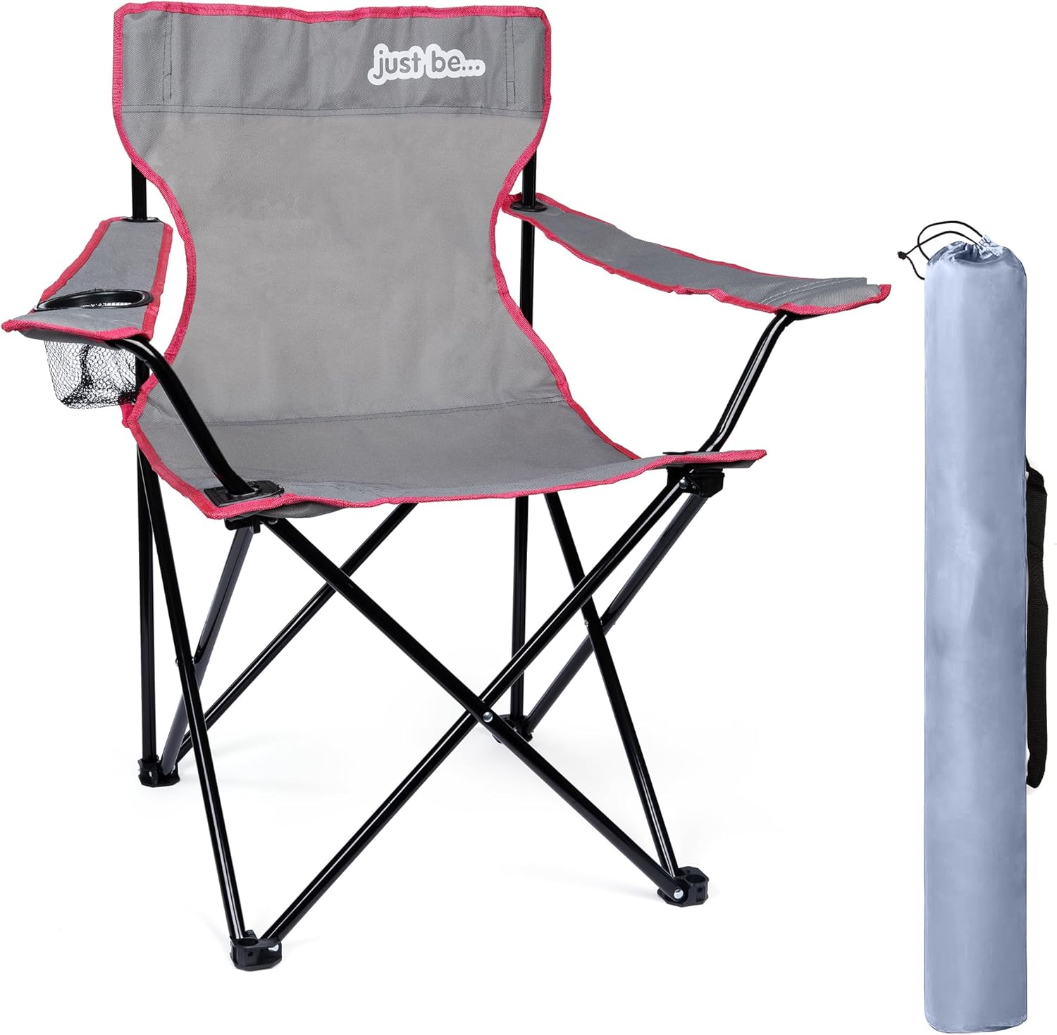just be... Sedia Pieghevole Campeggio Portatile - Sedie Da Esterno Leggera - Sedia Comoda Adatta Per Giardino Spiaggia Pesca Camping E Concerto - Sedie Richiudibili Con Porta Bottiglie E Braccioli