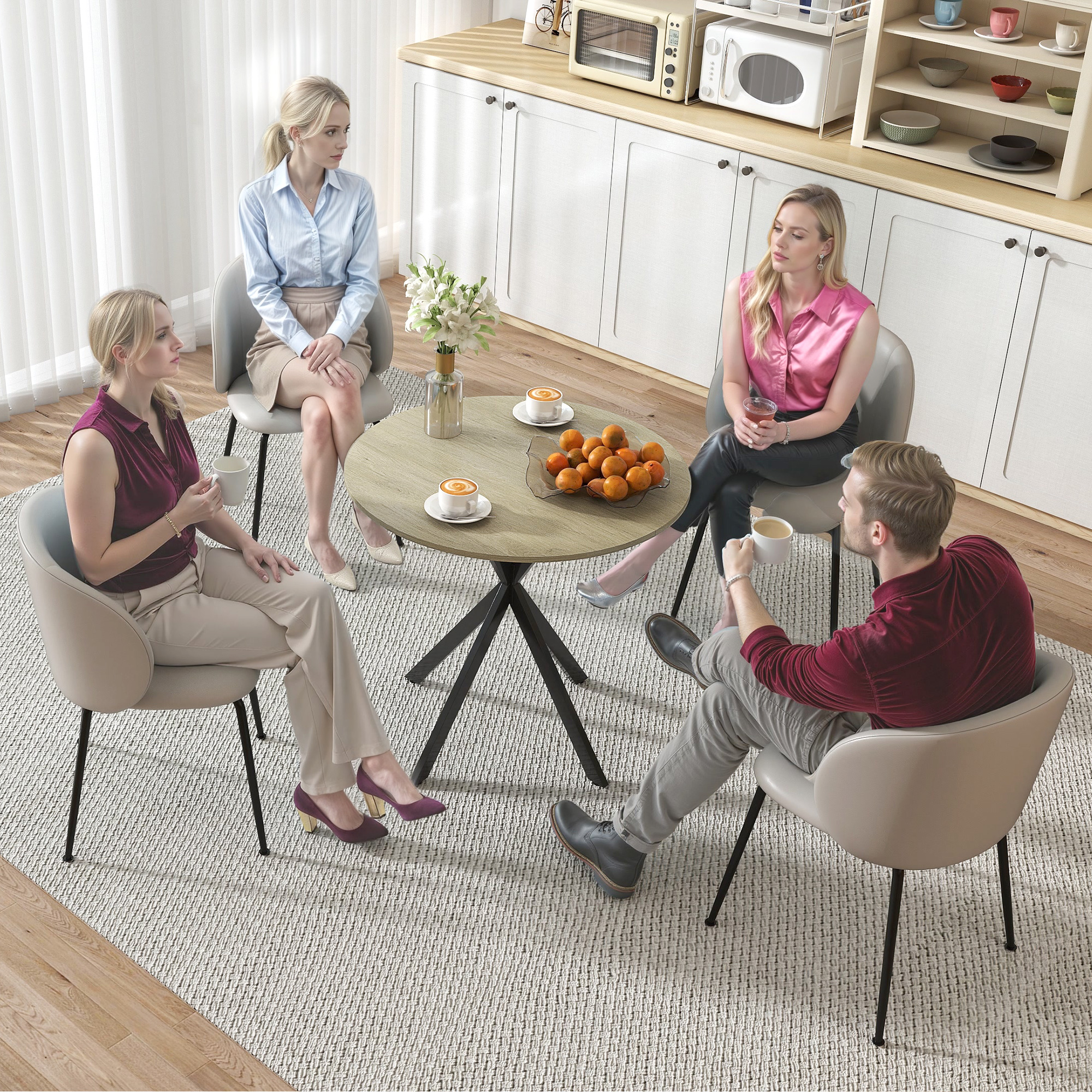 80cm Industriële Ronde Eettafel - Eik