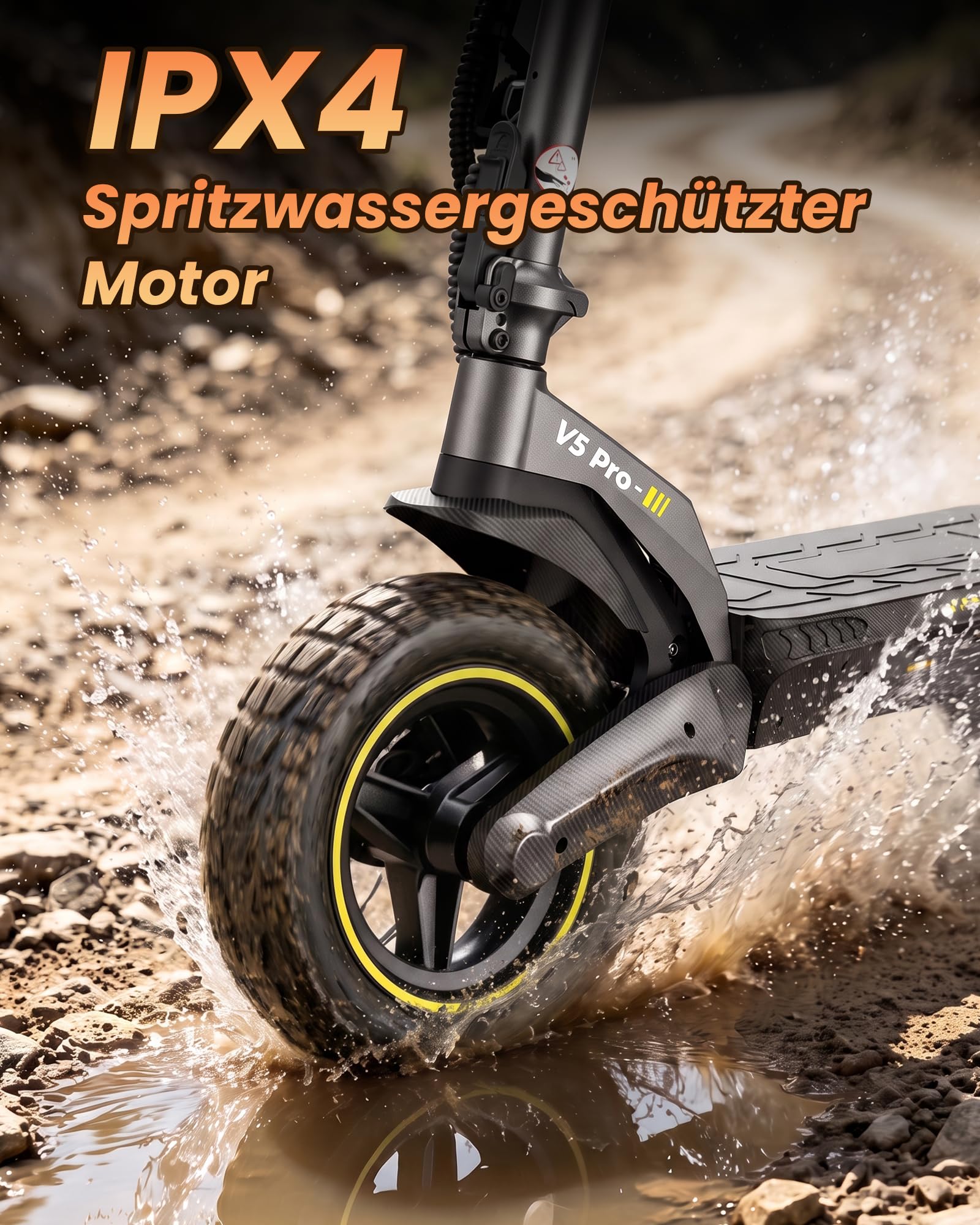 E-Scooter V5Pro mit ABE 500 W 20 km/h 10-Zoll-Luftreifen 48 V 12,5 Ah Akku bis 70 km Reichweite Doppelstoßdämpfung