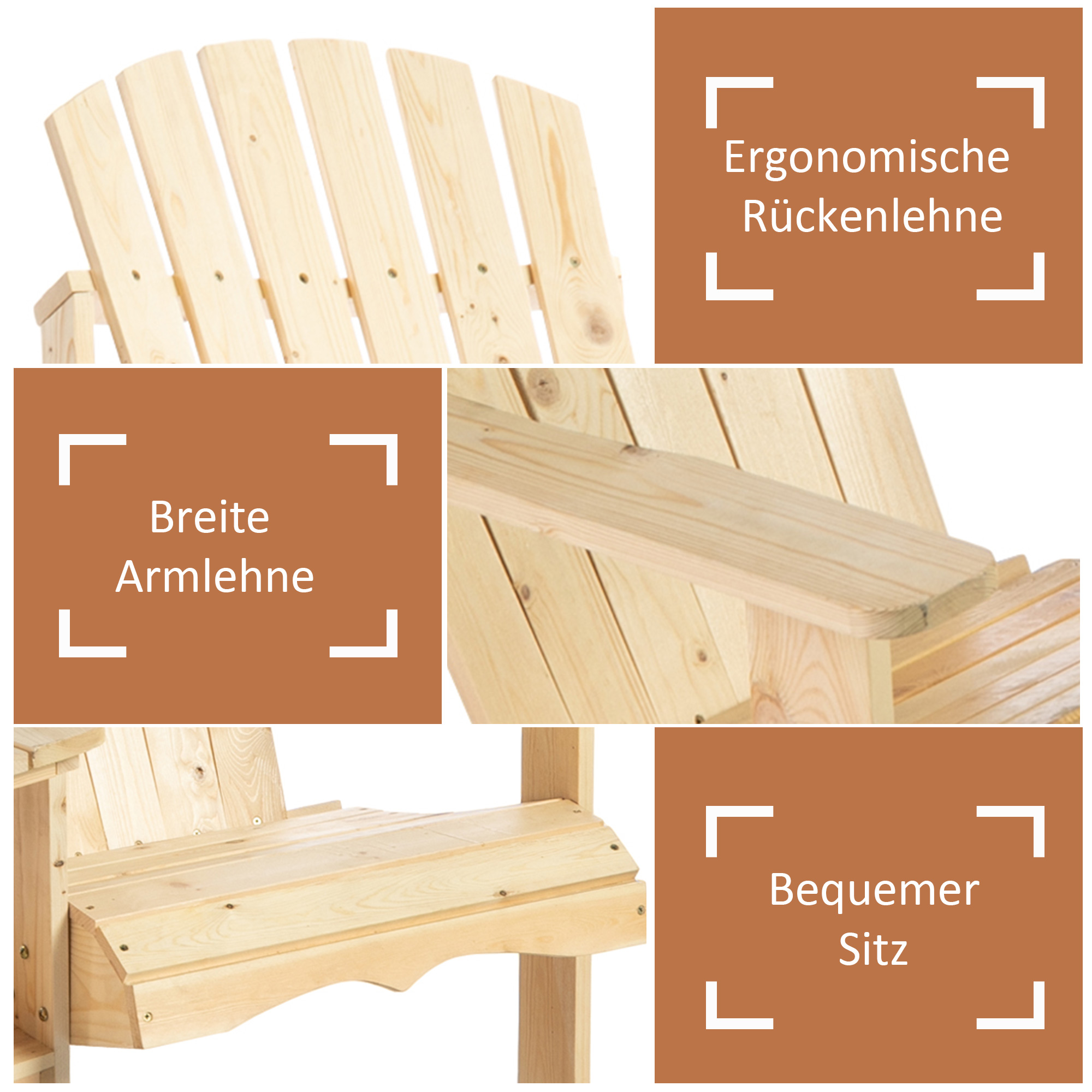 2 tuinstoelen met bijzettafel naturel dennenhout 178 x 87 x 92 cm
