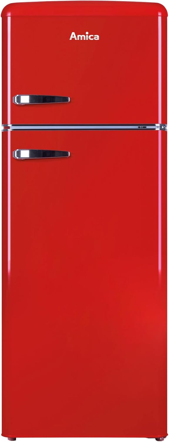 Amica KS 15615 B Retro Kühlschrank mit Gefrierfach / Coffee Cream (Beige) / 88cm (H) x 55cm (B) x 62cm (T) / Retro-Design