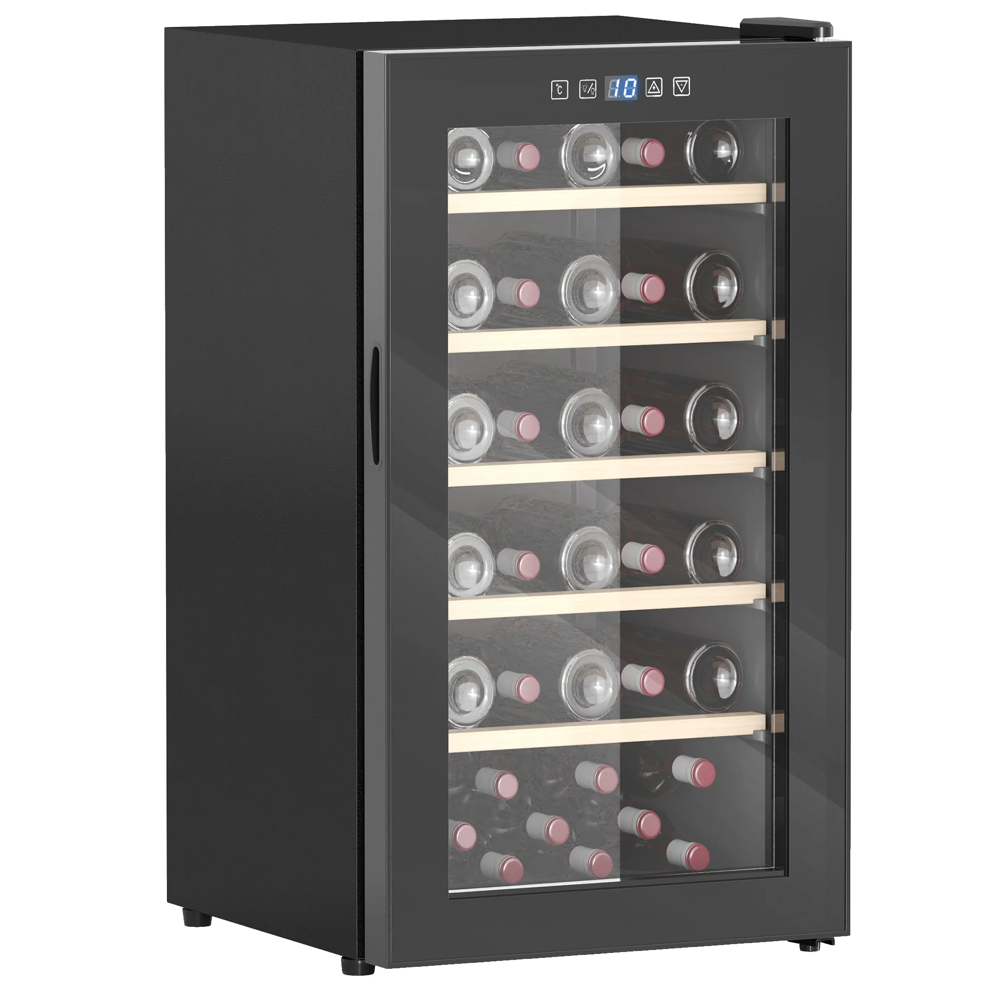 Cantinetta Vino Refrigerata per 41 Bottiglie Capacità 91L con Controllo Temperatura e Ripiani in Legno Nero