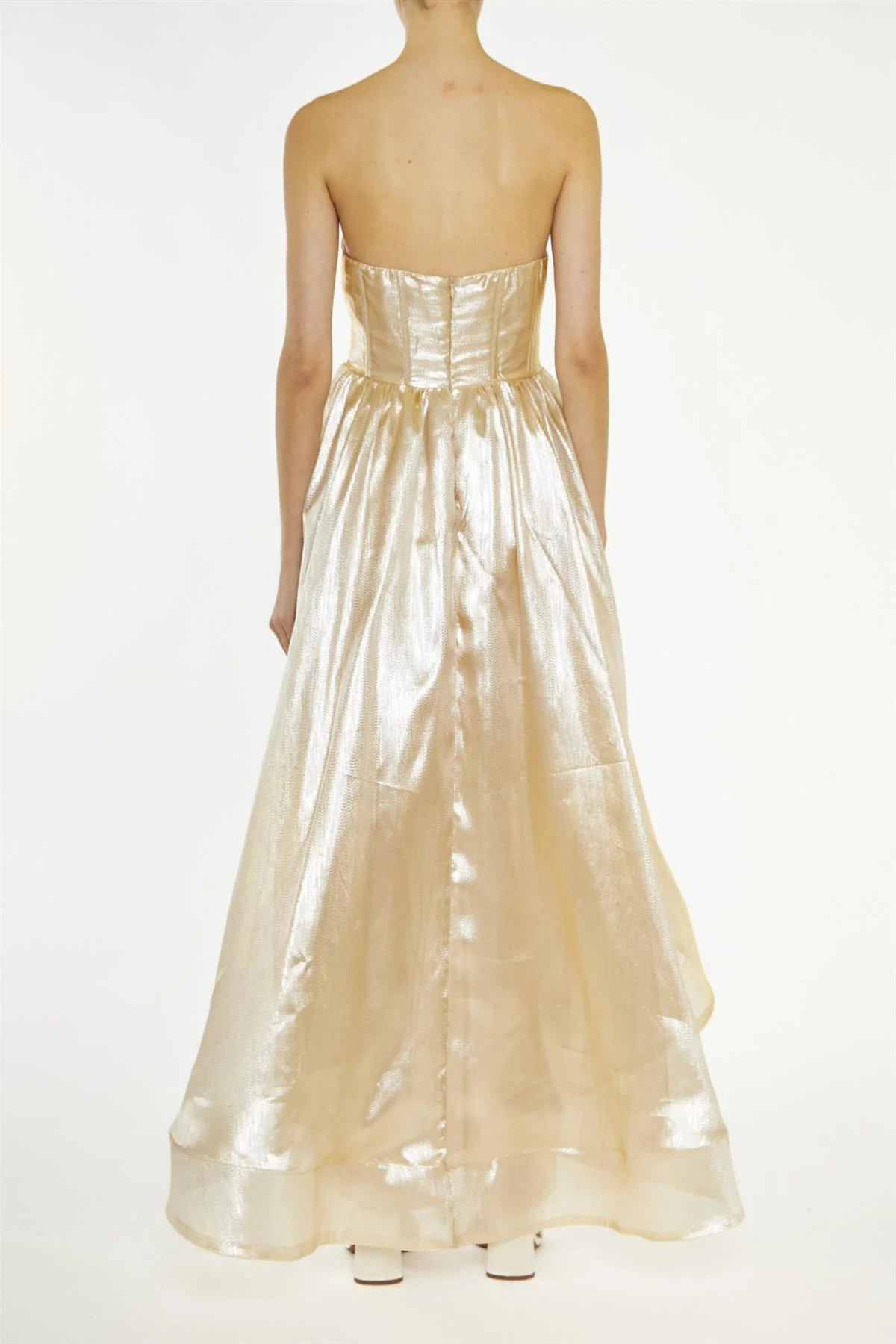 Winnie Gold Metallic Corset Hi-Low Dress
