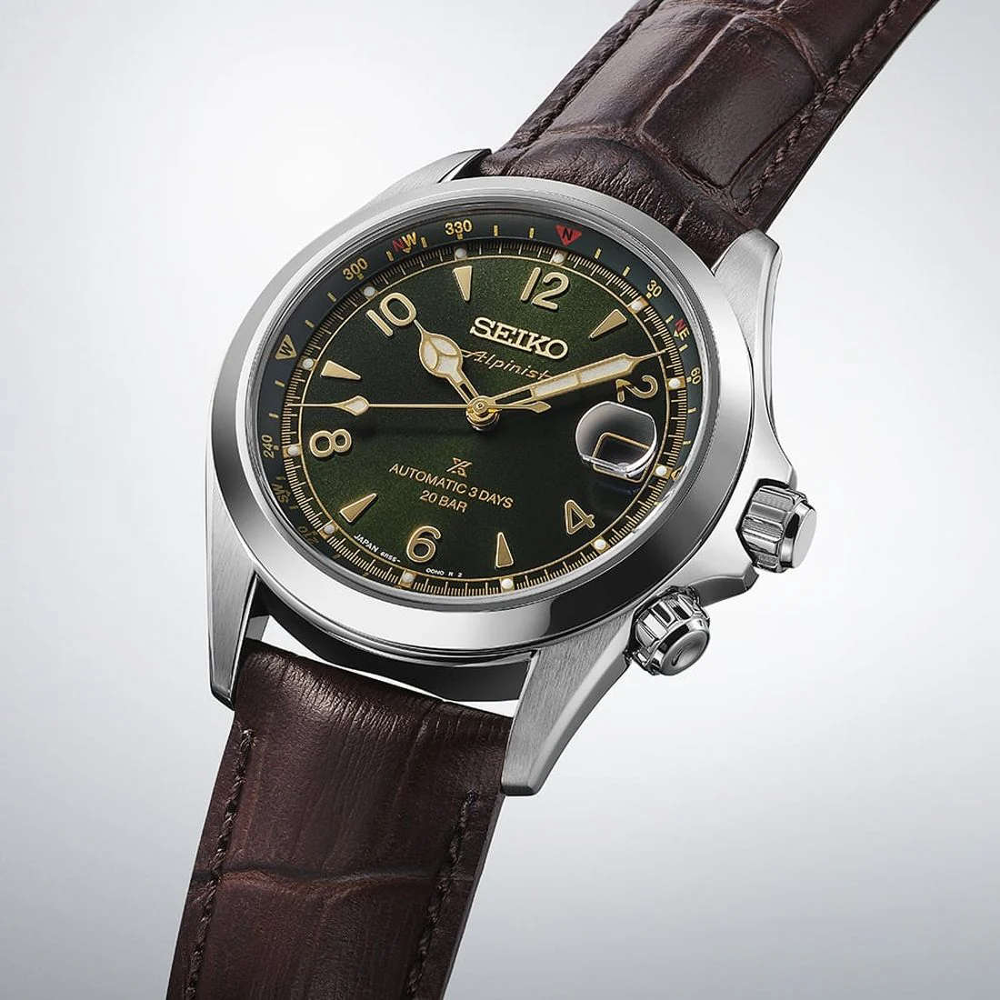 Orologio Seiko Prospex SPB507J1 Alpinist verde pelle marrone