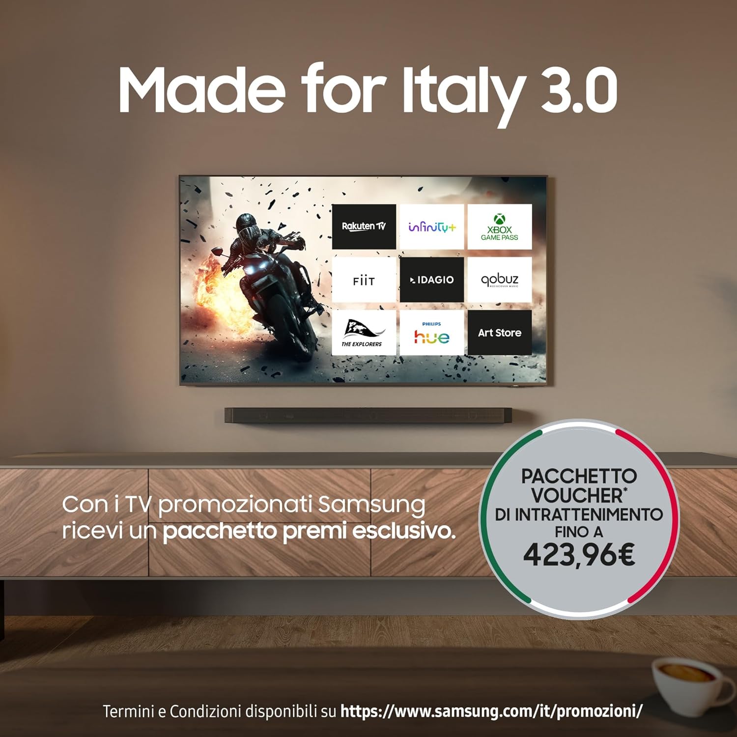 Smart TV 65'' QE65S94FATXZT OLED 4K, NQ4 AI Gen3 Processor, 4K AI Upscaling Pro, Motion Xcelerator 144Hz, Dolby Atmos & OTS Lite, LaserSlim Design, 2025