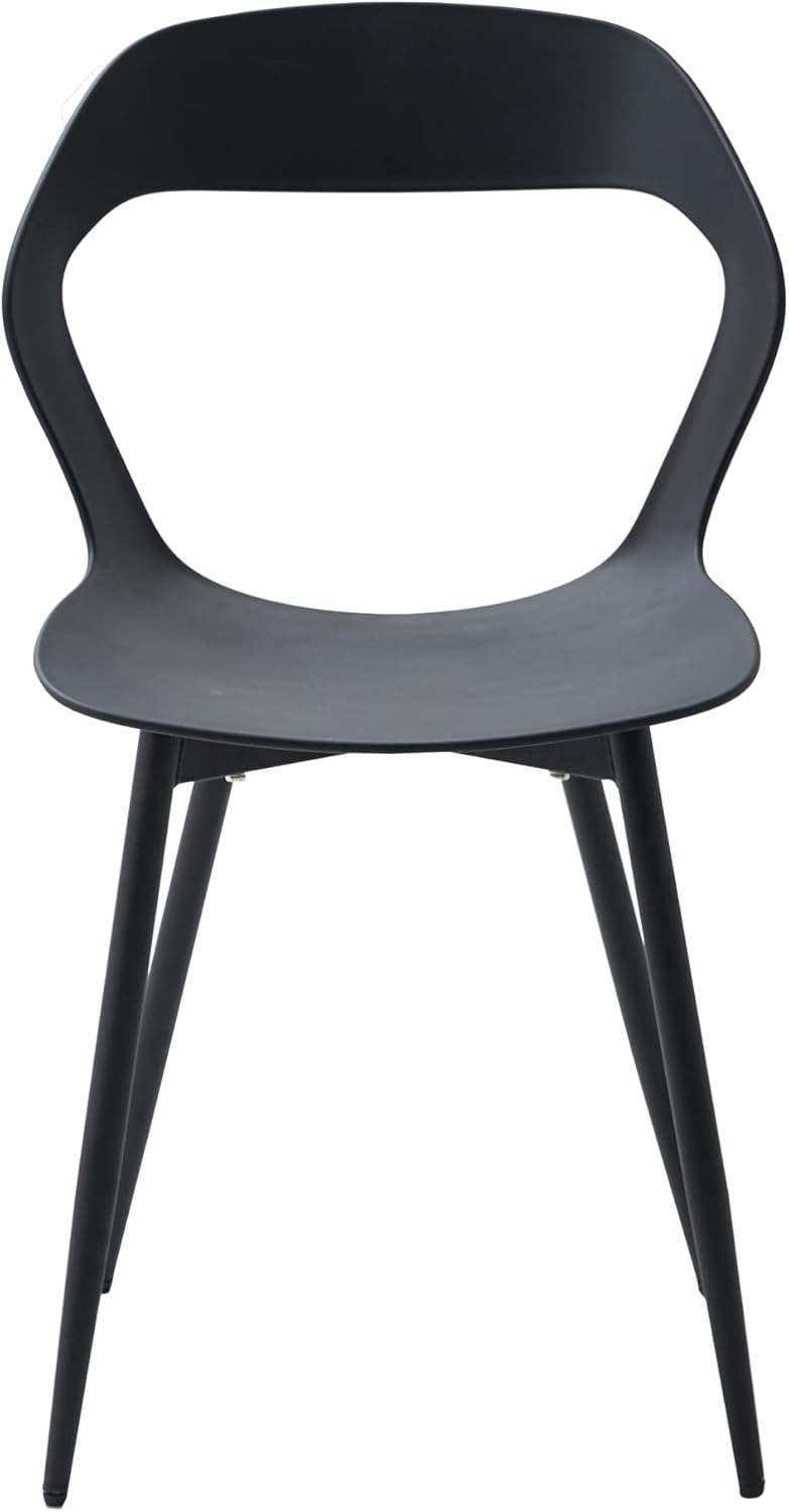 Set di 12 Sedie da Pranzo/Sedie da Salotto Design Scolpito con Schienale; Sedile in Polipropilene e Robuste Gambe in Metallo (Nero-nero Piedi)