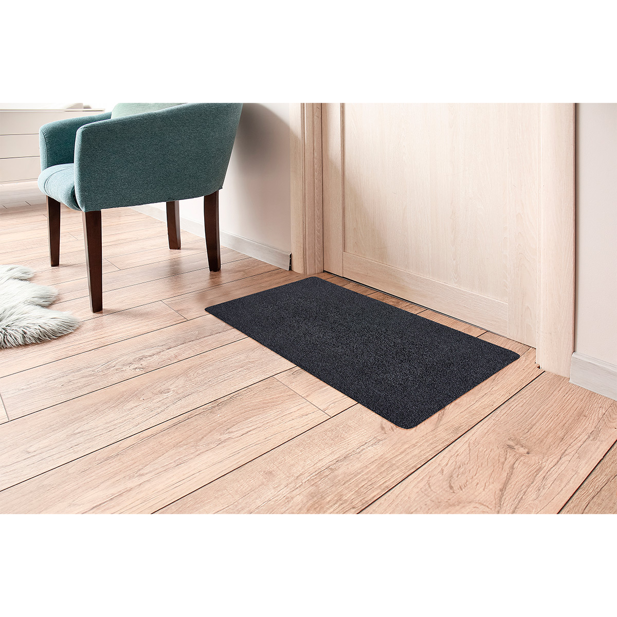 HOMCOM Fußmatte aus Baumwolle waschbar Anthrazit 120 x 80 x 0,45 cm