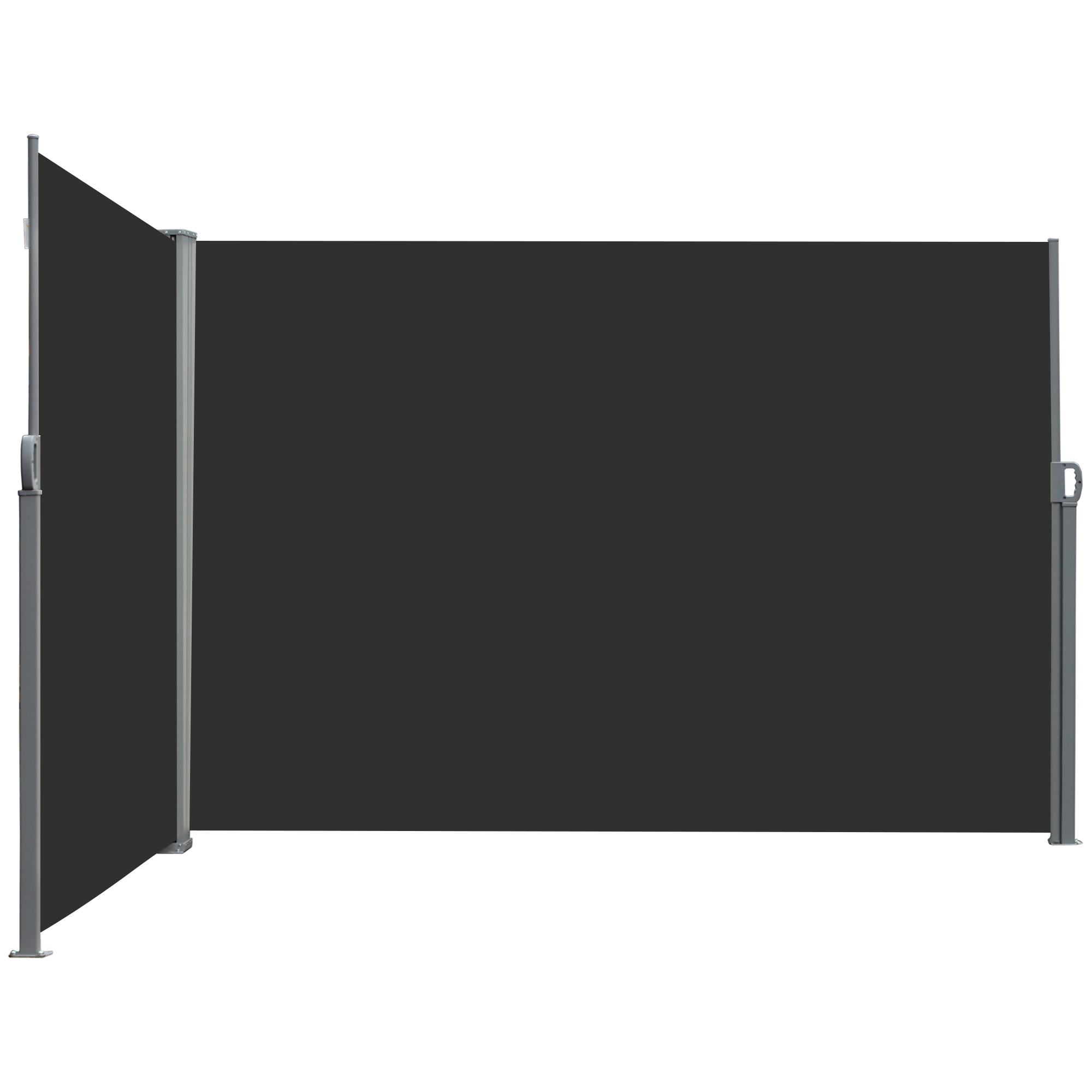 Outsunny Doppelter seitlicher ausziehbarer Sichtschutz Paravent dim. 6L x 1,80H m Polyester Anti-UV Grau und Schwarz