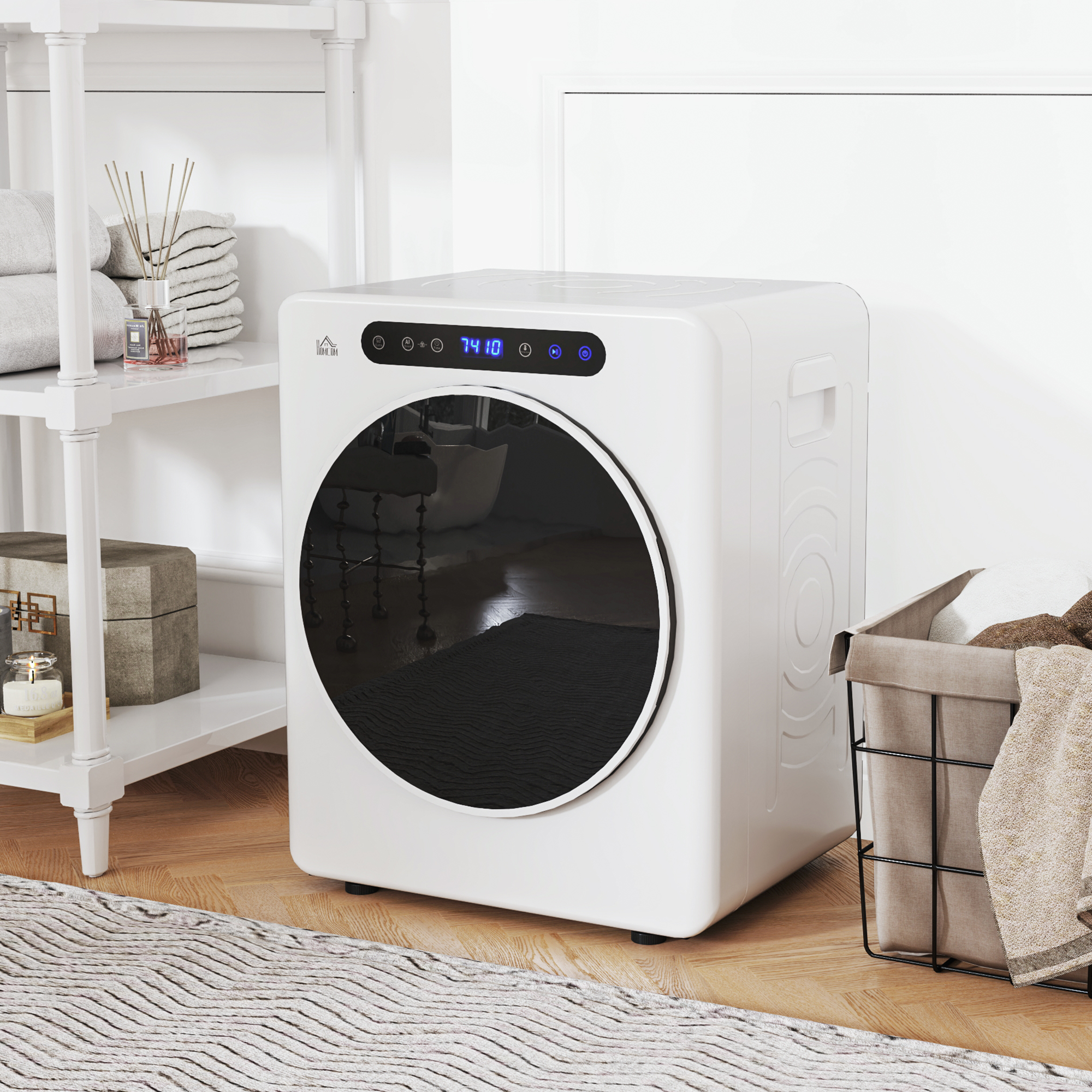 HOMCOM Wäschetrockner, 6 Programme, 40-60℃, 4 kg Kapazität, kompakt, Touch-Bedienung, Weiß