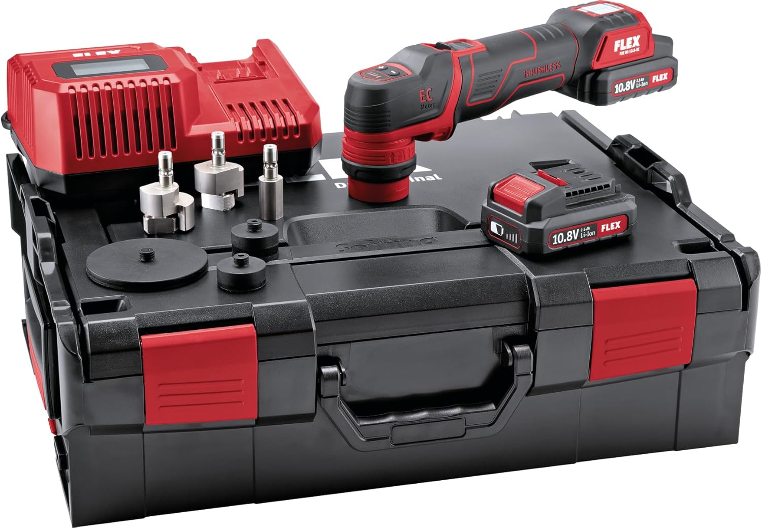 Lucidatrice a batteria Flex 10,8 V (lucidatrice) PXE 80 10,8-EC/2,5 Set - 418102, Nero / Rosso