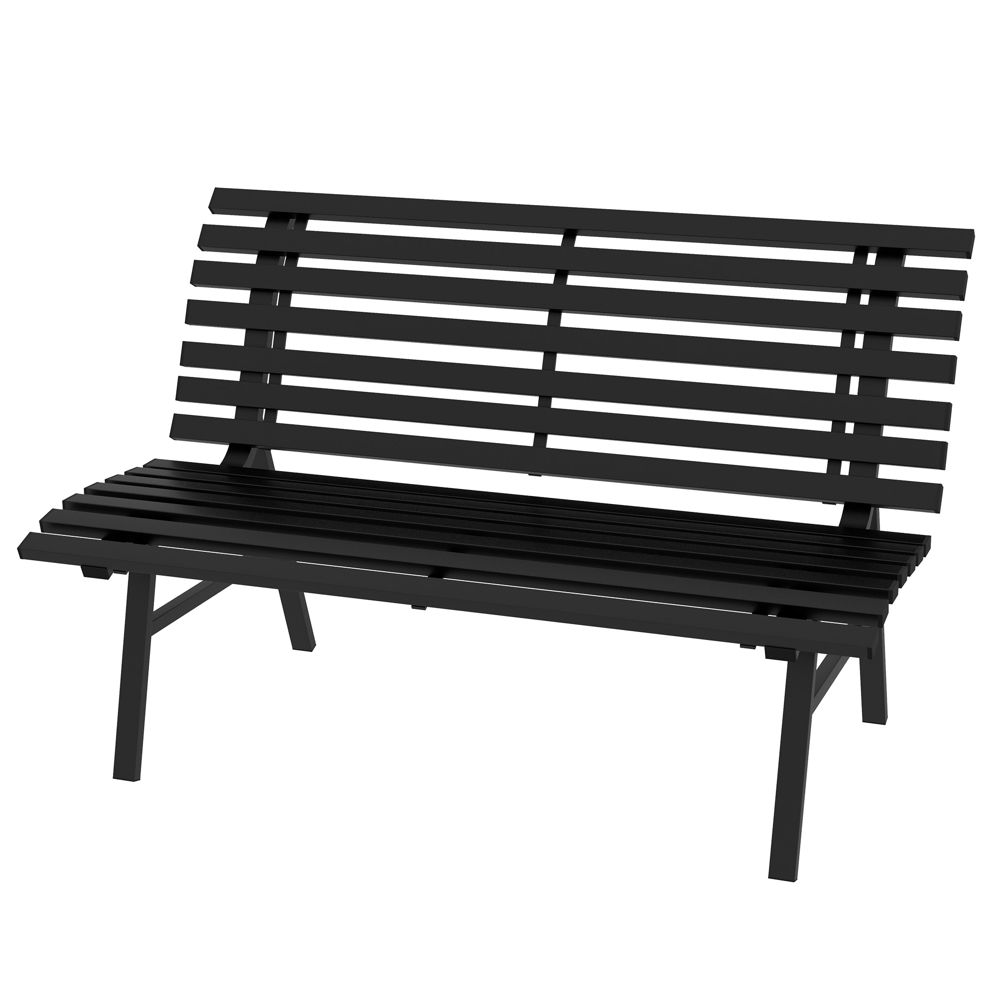 Outsunny Gartenbank Sitzbank Parkbank, Lattendesign, wetterbeständig, Aluminium, 123 x 67 x 79 cm, Schwarz