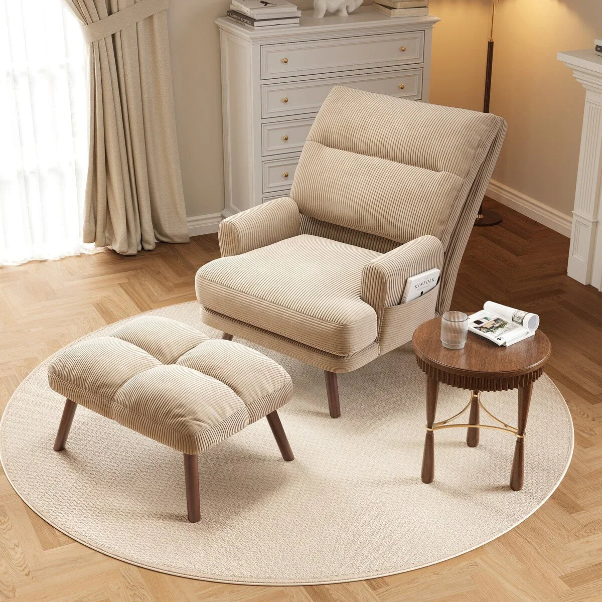 OVIOS Ajustable Recliner Chair with Ottoman