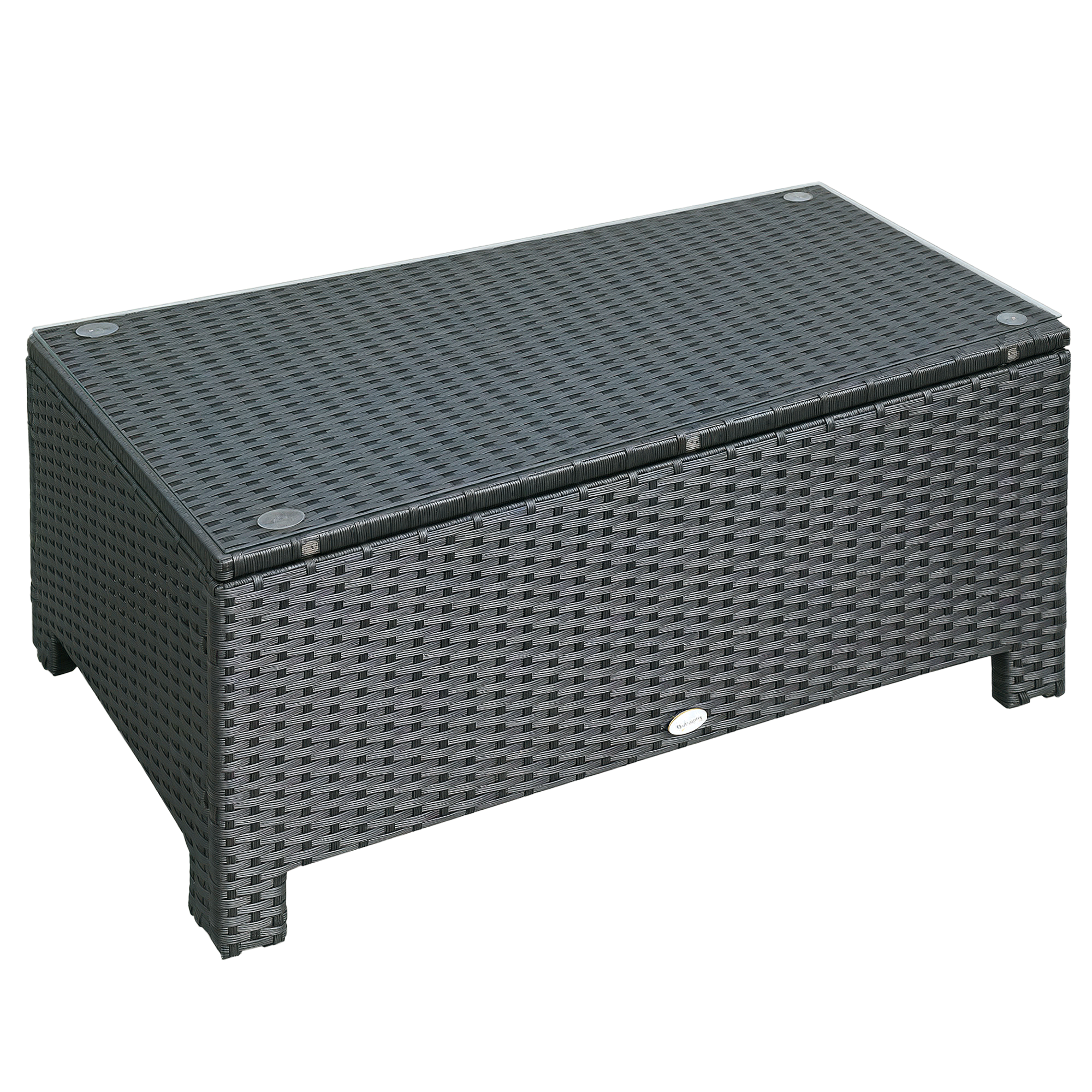 Outsunny Garten Beistelltisch Couchtisch Gartentisch Balkontisch Polyrattan Schwarz 85 x 50 x 39 cm