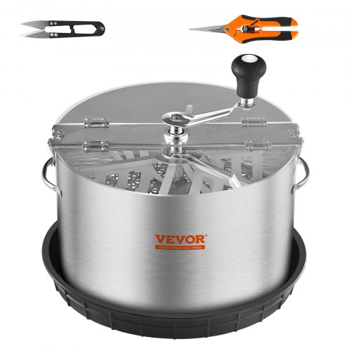 VEVOR 16" Erntemaschine Manuell Trimmer Knospen Trimmer 2 Arten von Trimmgittern zum Schneiden von nassen/trockenen Pflanzen Tumble Cutter Bowl Knospenblatt Trimmer Erntemaschine Grow