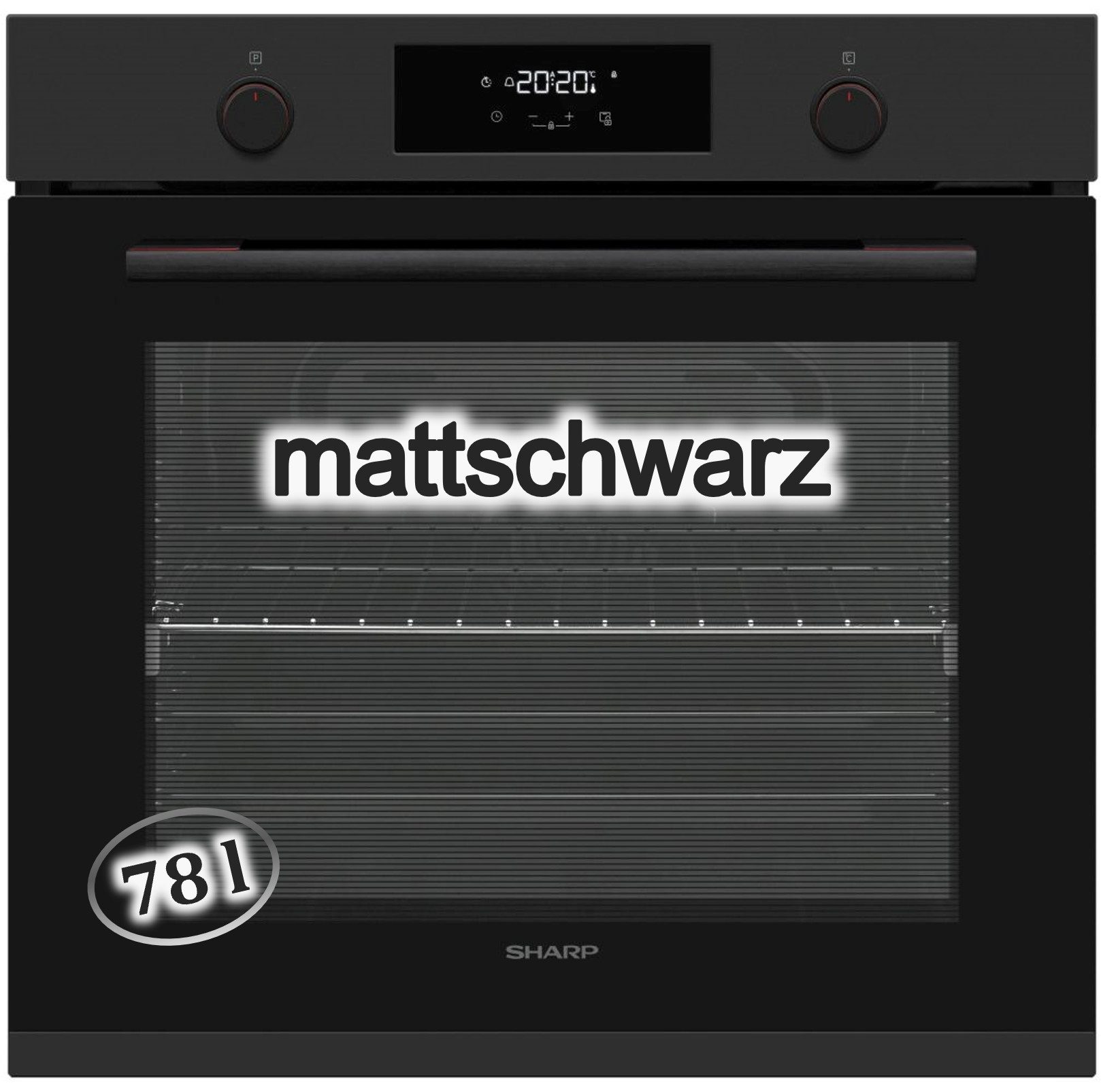Backofen Teleskopauszug 78 Liter Schwarz Matt SoftClosing Turbo-Heißluft
