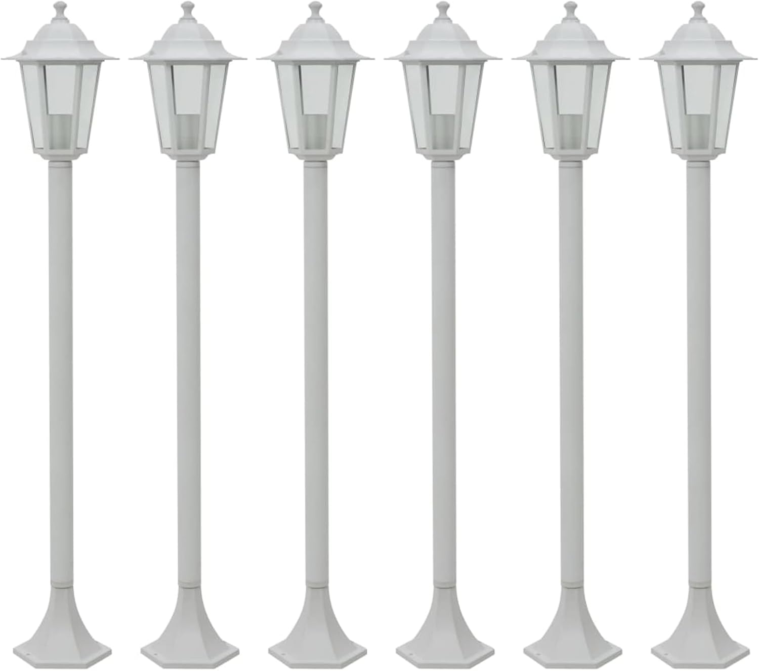 Garten-Pollerleuchte 6 STK. E27 110 cm Aluminium Weiß Gartenpfostenleuchten Model44215