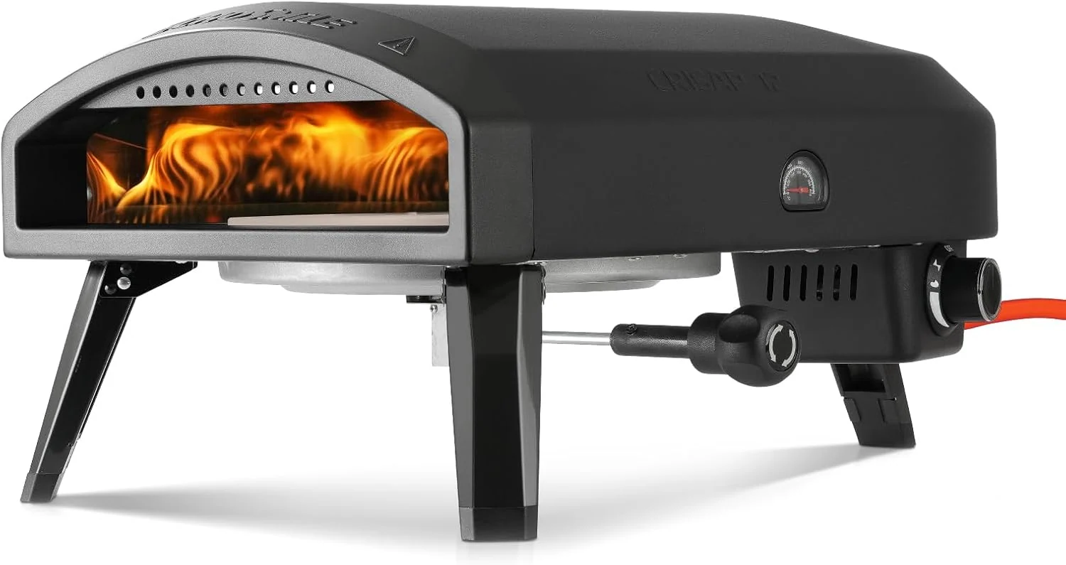 EchoSmile 12' Pizzaofen Gas Outdoor, Propangas Pizzaofen Erreicht 510 °C, Pizza Oven mit Drehbarem Pizzastein, Flammenregler