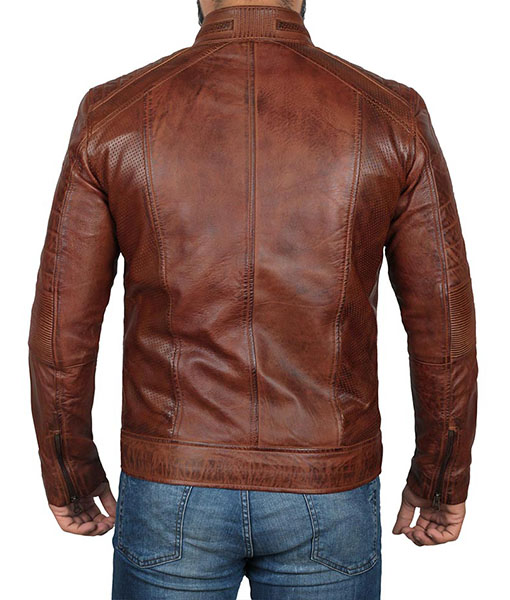 Domingo Chocolate Brown Waxed Leather Jacket
