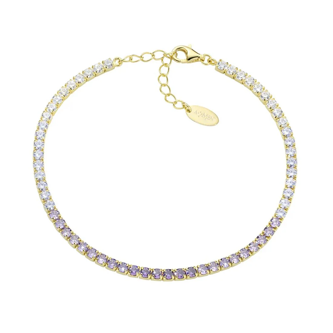 Bracciale Amen tennis argento dorato bianco e viola in sfumatura degrad�� BT25DEGVI17