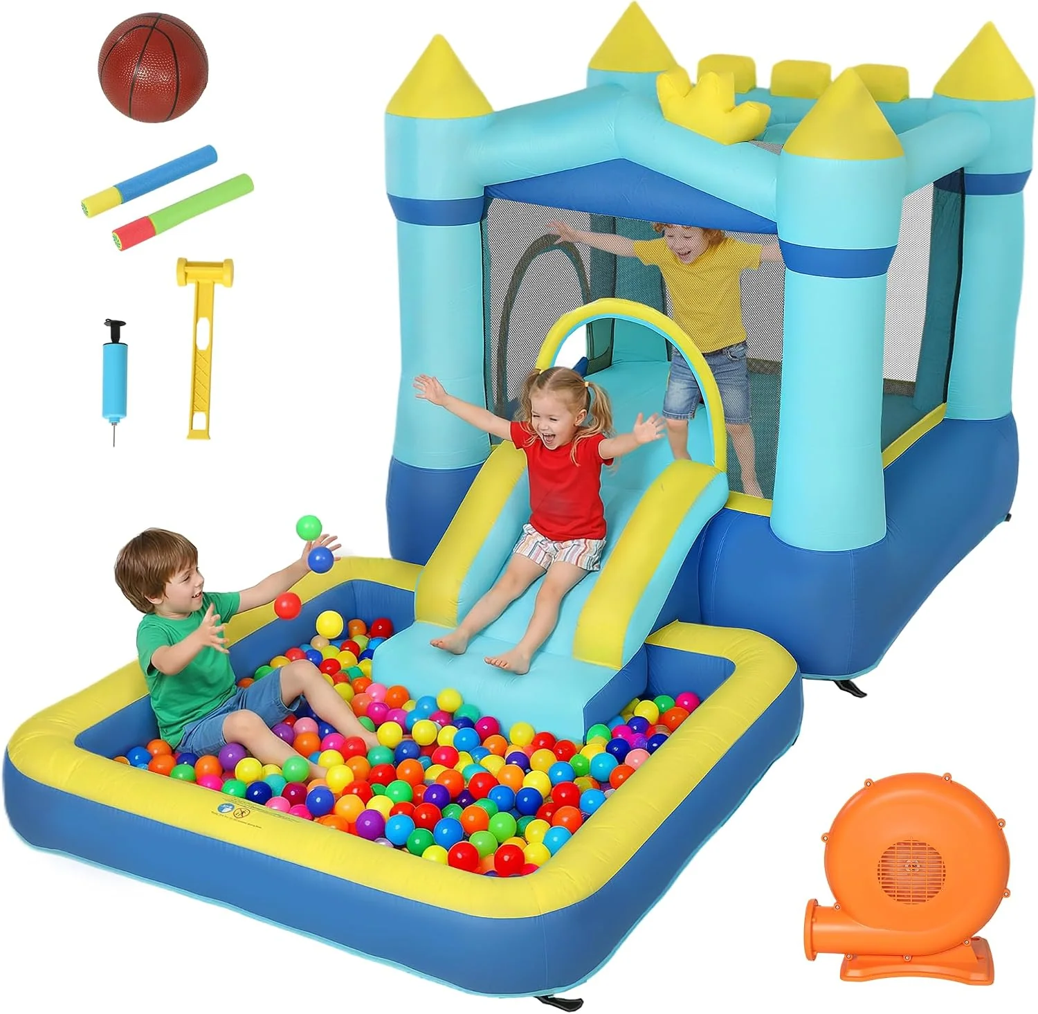 AIYAPLAY Hüpfburg mit Gebläse, Rutsche für 3-8 Jahre Kinder 364x173x182 cm