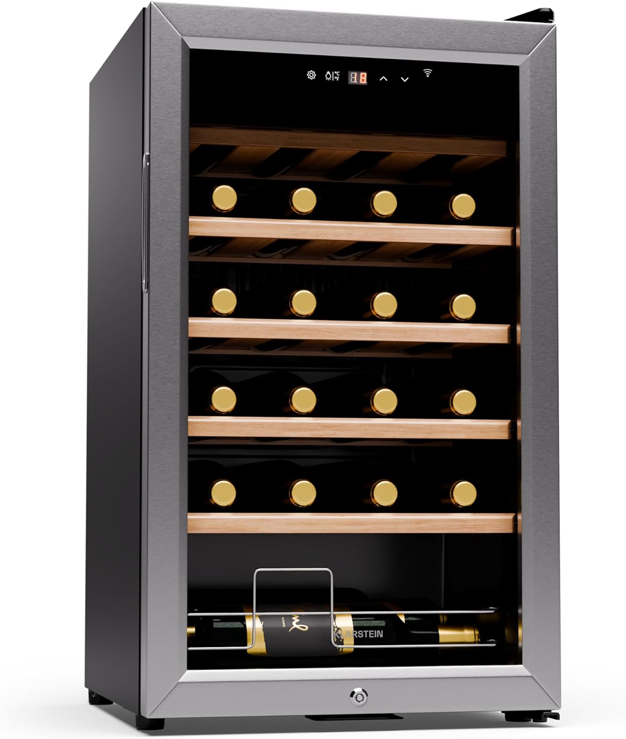 KLARSTEIN Shiraz Premium Smart 24 - Frigorifero per vini, 24 bottiglie, temperatura regolabile, illuminazione LED, controllo WiFi, display touch