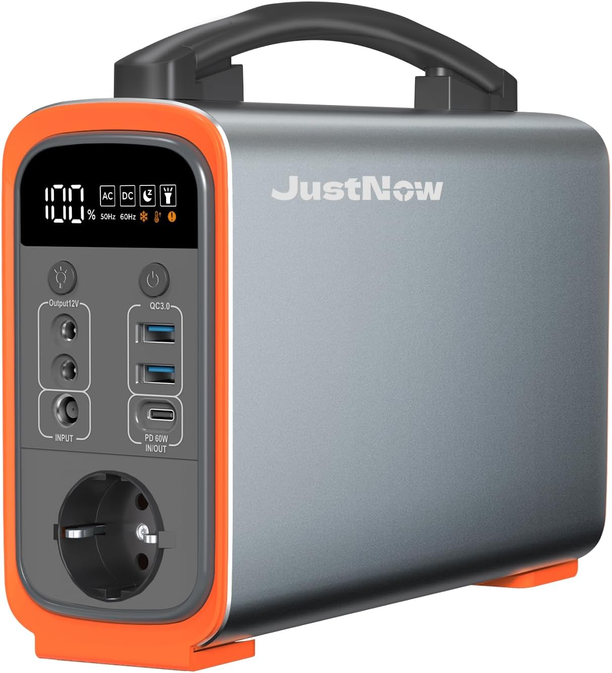 JustNow Stazione di Ricarica Portatile 240W/240Wh, Batteria LiFePo4 Mobile con Uscita AC/DC/USB/PD 60W, Generatore Solare per Campeggio, Outdoor, Camper (GT240)